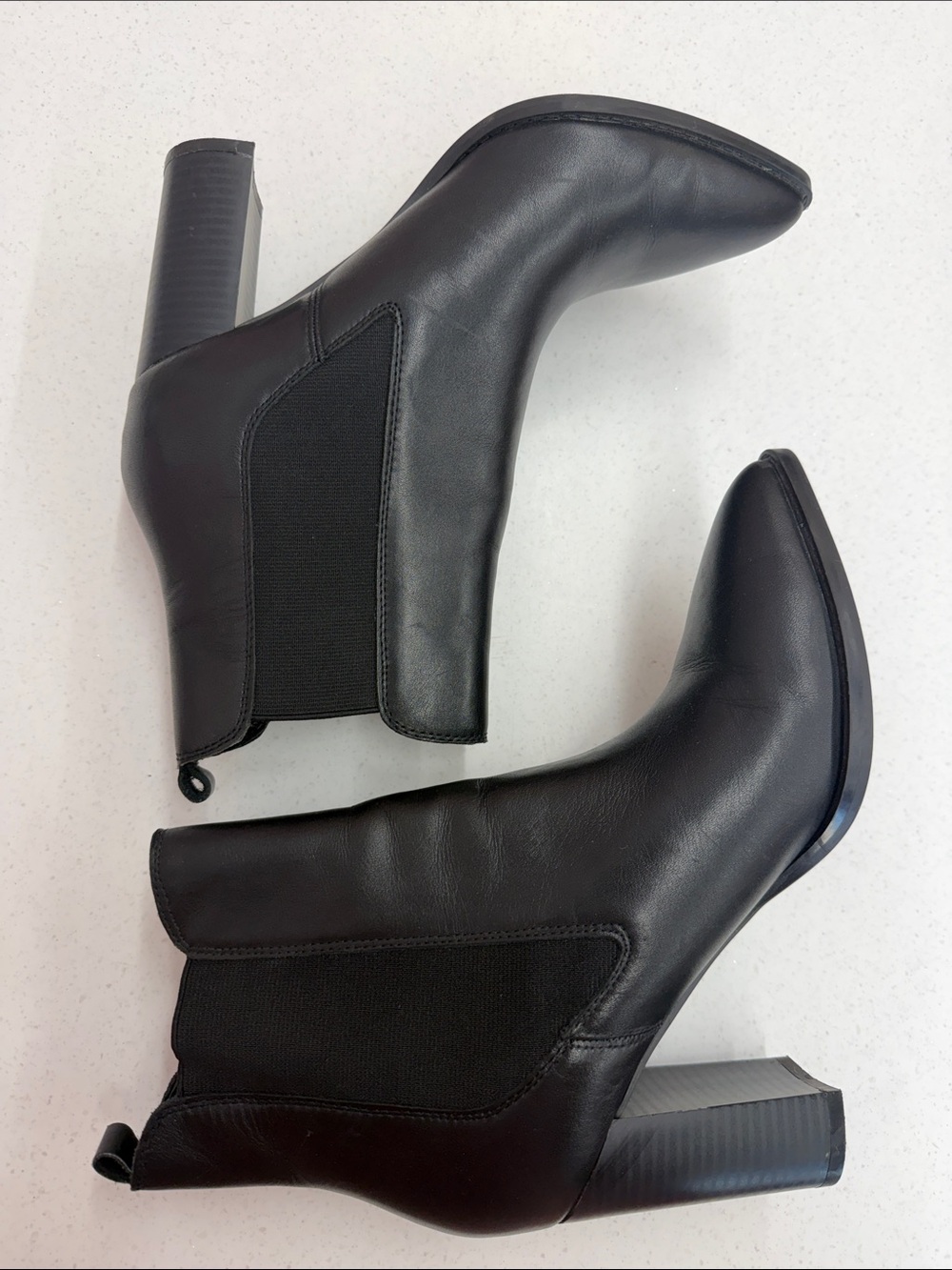Calvin Klein Black Pointed Chelsea Ankle Boots with Block Heel - Picture 5 of 6